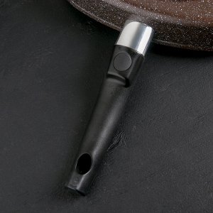 Сковорода-гриль, квадратная, 28?28 см, со съёмной ручкой, стеклянная крышка, цвет кофейный мрамор