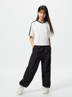 UNIQLO - укороченная футболка для девочек - 01 OFFWHITE