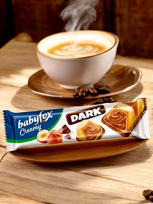 Вафельный батончик с шоколадно-ореховой начинкой.  «BabyFox» Creamy Dark, 18,2 г