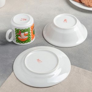 Набор посуды «Азбука», 3 предмета: кружка 200 мл, салатник 360 мл, тарелка мелкая 17 см