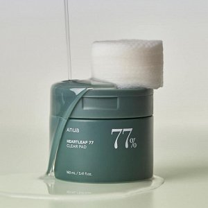 ANUA Отшелушивающие пэды с хауттюйнией и PHA-кислотой HEARTLEAF 77 CLEAR PAD 70 шт. (160 мл)