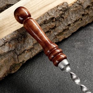 Кочерга узбекская 30/1 см, полная длина 54 см, сталь 3 мм, с узором, с деревянной ручкой