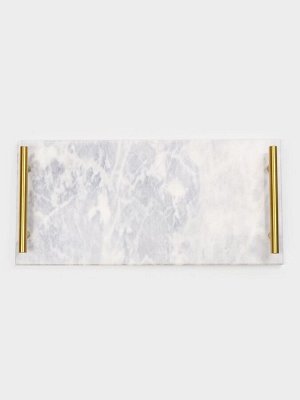 Поднос Magistro Marble, мрамор, 38.2x18.2 см, белый