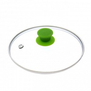 Крышка для сковороды и кастрюли стеклянная , d=22 см, ручка силиконовая МИКС