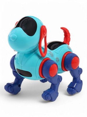 Робот-собака IQ DOG, световые и звуковые эффекты, русские песенки, работает от батареек, цвет голубой