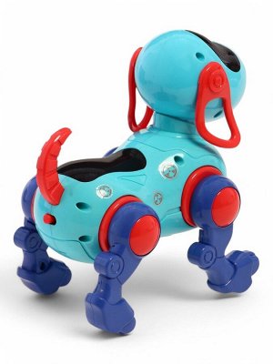 Робот-собака IQ DOG, световые и звуковые эффекты, русские песенки, работает от батареек, цвет голубой