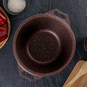 Кастрюля KUKMARA Granit ultra, 3 л, стеклянная крышка, антипригарное покрытие, ручка МИКС