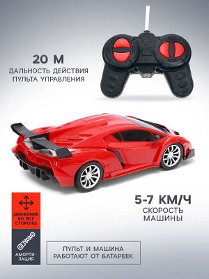 Машина на радиоуправлении, работает от батареек, цвет красный