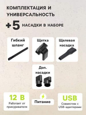 Пылесос автомобильный CYCLONE TURBO, беспроводной, 100 Вт, 12 В, черный