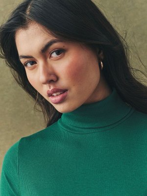 Forest Green - Боди с длинными рукавами и воротником-стойкой