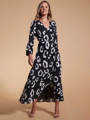 Платье макси Джаггер с однотонным леопардовым принтом большого размера - Dancing Leopard