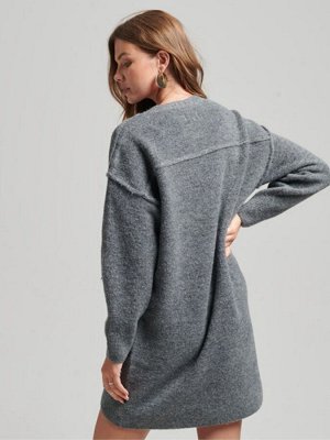 Серый - Трикотажное платье Superdry Slouch с V-образным вырезом