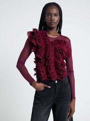 Боди River Island с длинными рукавами и оборками