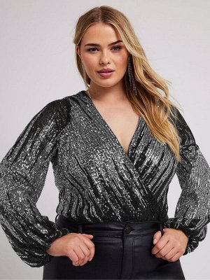 Yours Curve London Боди с запахом и пайетками Ombre