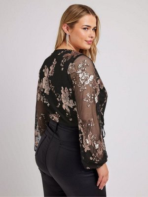 Yours Curve London Боди с пайетками и цветочным принтом