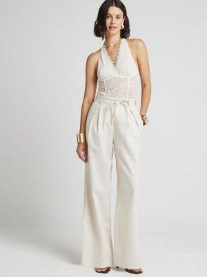 Белый - Боди River Island с бретелькой через шею из кружева