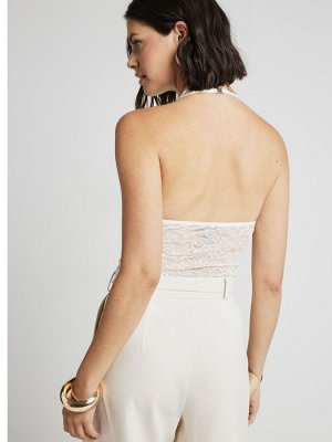 Белый - Боди River Island с бретелькой через шею из кружева