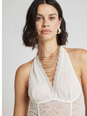 Белый - Боди River Island с бретелькой через шею из кружева