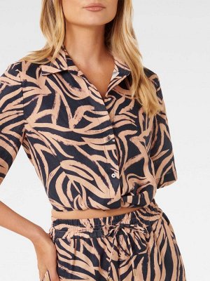 Forever New Pure 100% льняная рубашка Taylor Crop Twist