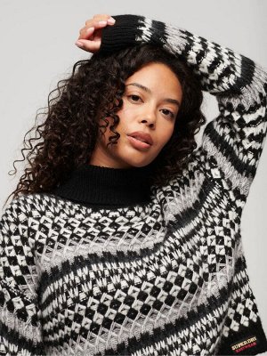 Черный - укороченный трикотажный джемпер Superdry с воротником-стойкой