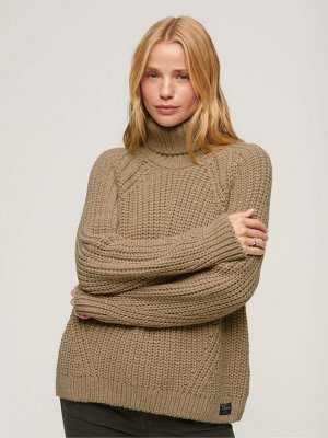 Мягкий бежевый меланж - кардиган Superdry Slochy Stitch Roll Neck Knit
