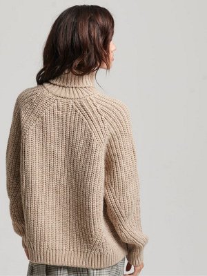 Мягкий бежевый меланж - кардиган Superdry Slochy Stitch Roll Neck Knit