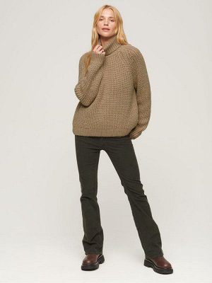 Мягкий бежевый меланж - кардиган Superdry Slochy Stitch Roll Neck Knit