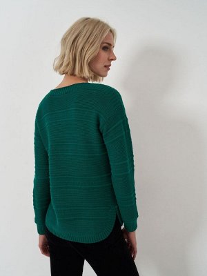 Зеленый темный - Crew Clothing Tali Bow Neck Knit Джемпер
