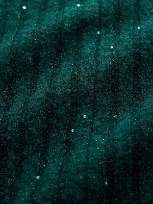 Blue Teal Sequin Sparkle - трикотажное мини-платье-джемпер с ребристым кроем и расклешенной отделкой из шерсти