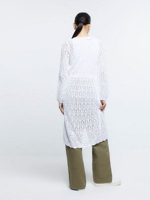 River Island Maxi Crochet Белый кардиган