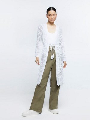 River Island Maxi Crochet Белый кардиган