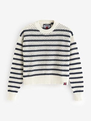 Укороченный свитер Superdry Stripe Crochet из 100% хлопка