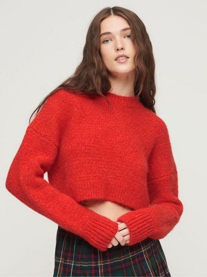 Красный - винтажный текстурированный трикотажный джемпер Superdry Crop