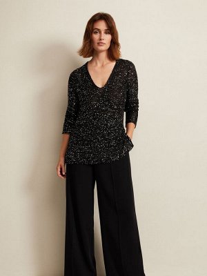 Phase Eight Juanna трикотажный черный топ с пайетками