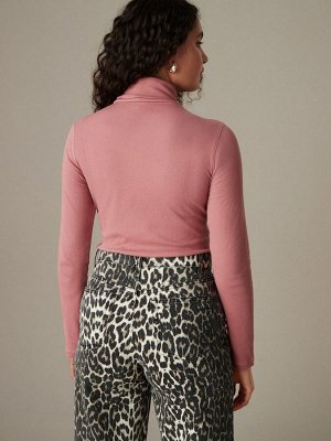 Rose Pink - Боди с длинными рукавами и воротником-стойкой