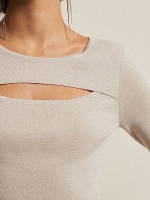 Phase Eight Natural Ciara Вырезанный металлический трикотажный топ