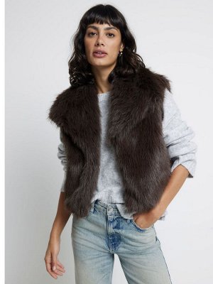 Жилет River Island Dark Short из искусственного меха