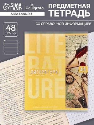Тетрадь предметная 48 листов в линейку Calligrata, «Полоса. Литература», обложка мелованный картон