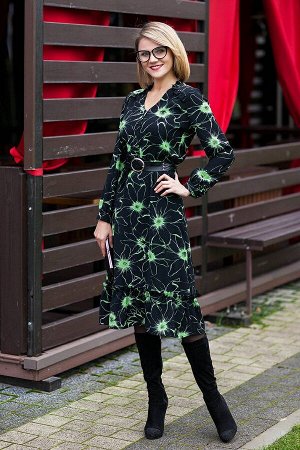 Платье Euro Moda 172/1 темный графит с зеленым