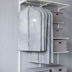 Чехол для одежды 60*100 см с молнией, серый
