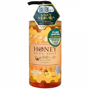 Гель для душа увлажняющий с экстрактом меда и маслом жожоба Funs Honey Oil 500 мл