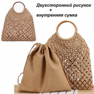 Сумка Видео: https-//www.modernbag.ru/media/upload/%D0%BD%D0%B0%D0%B1%D0%BE%D1%80%201/BG-S-230%20(1).mp4	Модная вязаная сумка c 2-х сторонним рисунком
Материал: хлопок с полистером
Размер и наполнение