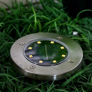 Садовый светильник, уличный, на солнечной батарее, 8 LED, свечение тёплое белое