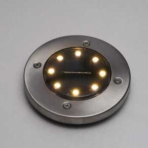 Садовый светильник, уличный, на солнечной батарее, 8 LED, свечение тёплое белое