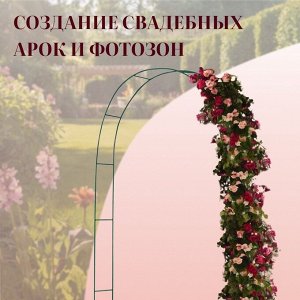 Арка садовая, 240x125x20 см, для вьющихся растений, металлическая, зелёная