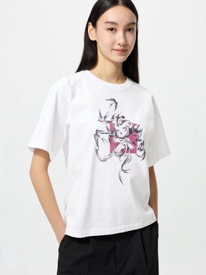 UNIQLO UT - хлопковая футболка с дизайном Pop Mart х SKULLPANDA - 00 WHITE