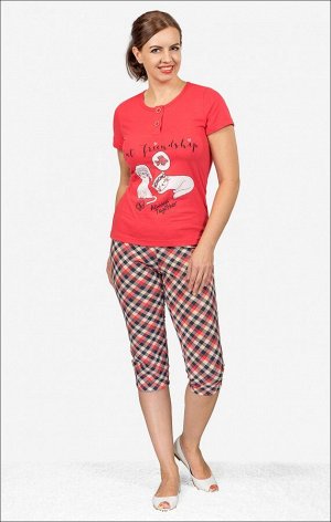 Пижама с бриджами, красный (521-3)