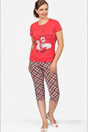 Пижама с бриджами, красный (521-3)