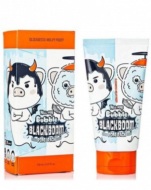 Чёрная кислородная маска для лица для очищения пор Elizavecca Milky Piggy hell-pore bubble black boom 150мл