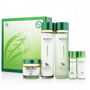 Набор средств для лица с экстрактом зеленого чая Jigott Well-Being Green Tea Skin Care 3SET  (тонер, эмульсия, крем для лица) 1/18